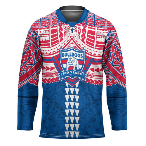 Personalized Western Bulldogs Hockey Jersey Polynesian Tribal Pattern Heritage Football