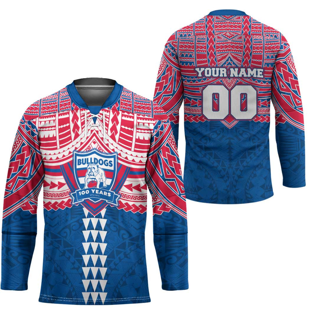 Personalized Western Bulldogs Hockey Jersey Polynesian Tribal Pattern Heritage Football