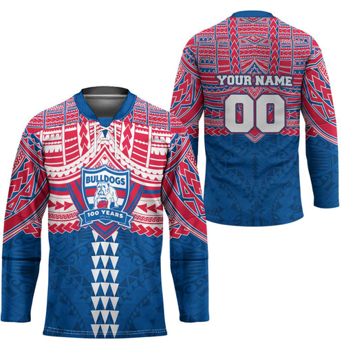 Personalized Western Bulldogs Hockey Jersey Polynesian Tribal Pattern Heritage Football