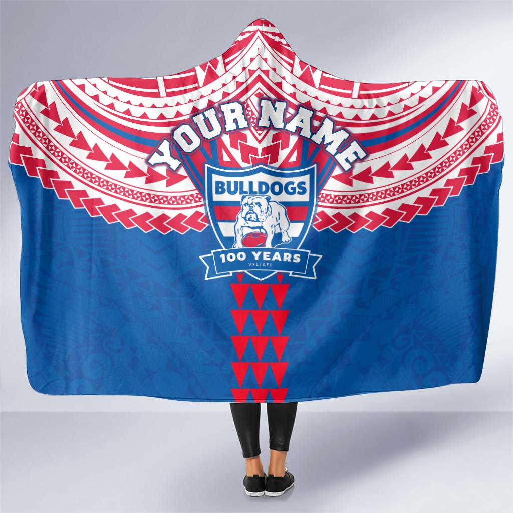 Personalized Western Bulldogs Hooded Blanket Polynesian Tribal Pattern Heritage Football
