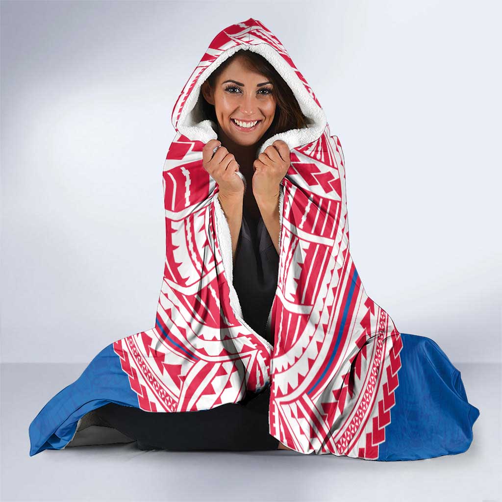 Personalized Western Bulldogs Hooded Blanket Polynesian Tribal Pattern Heritage Football