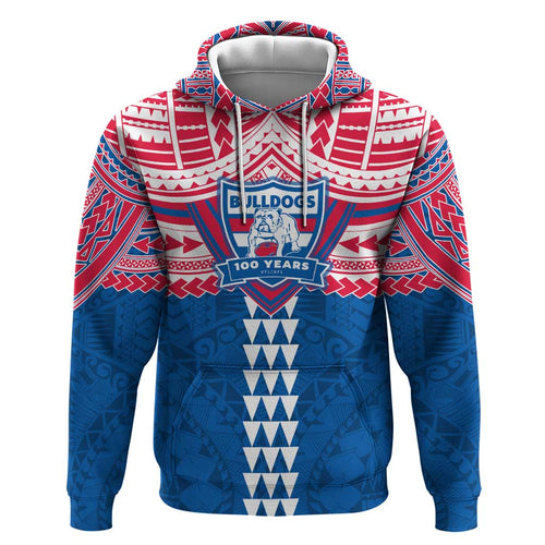 Personalized Western Bulldogs Hoodie Polynesian Tribal Pattern Heritage Football