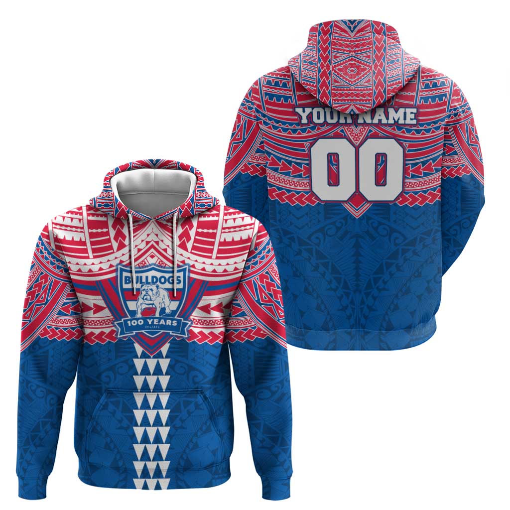 Personalized Western Bulldogs Hoodie Polynesian Tribal Pattern Heritage Football