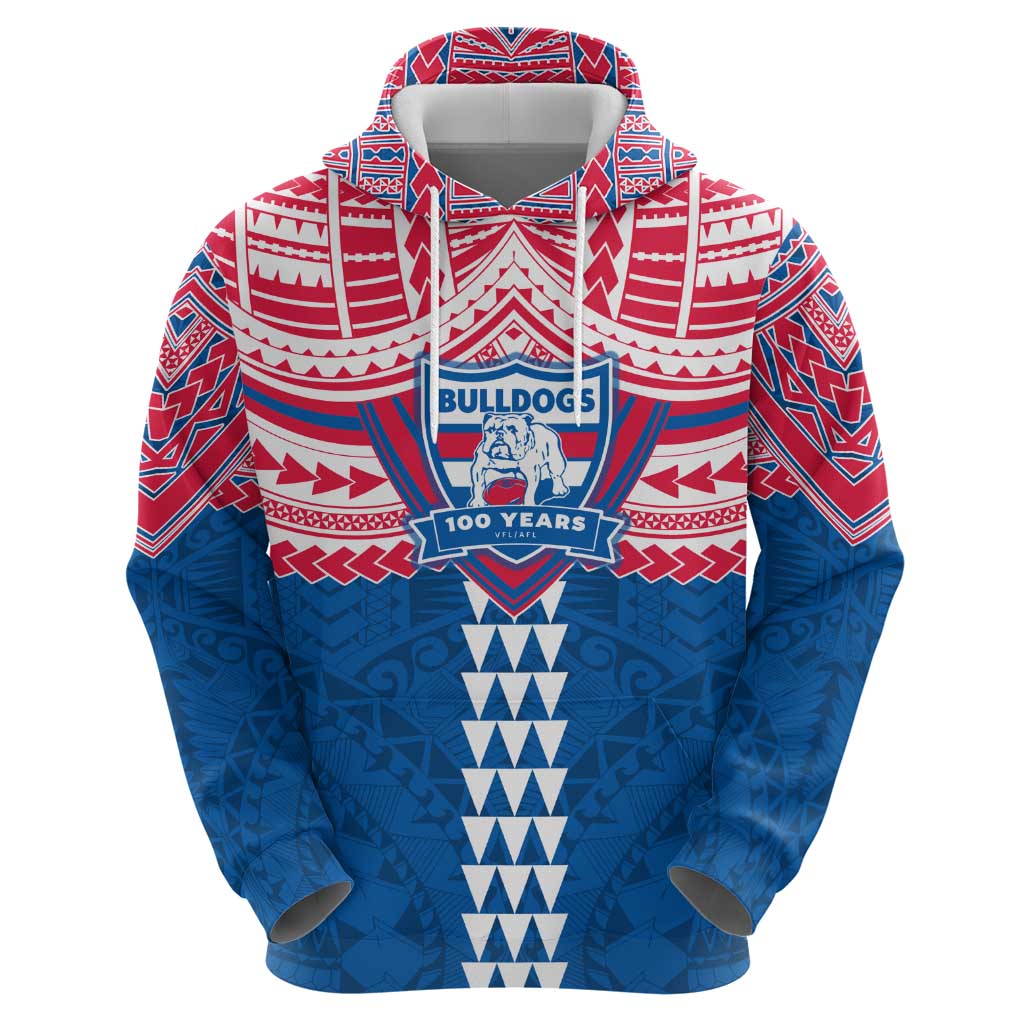 Personalized Western Bulldogs Hoodie Polynesian Tribal Pattern Heritage Football