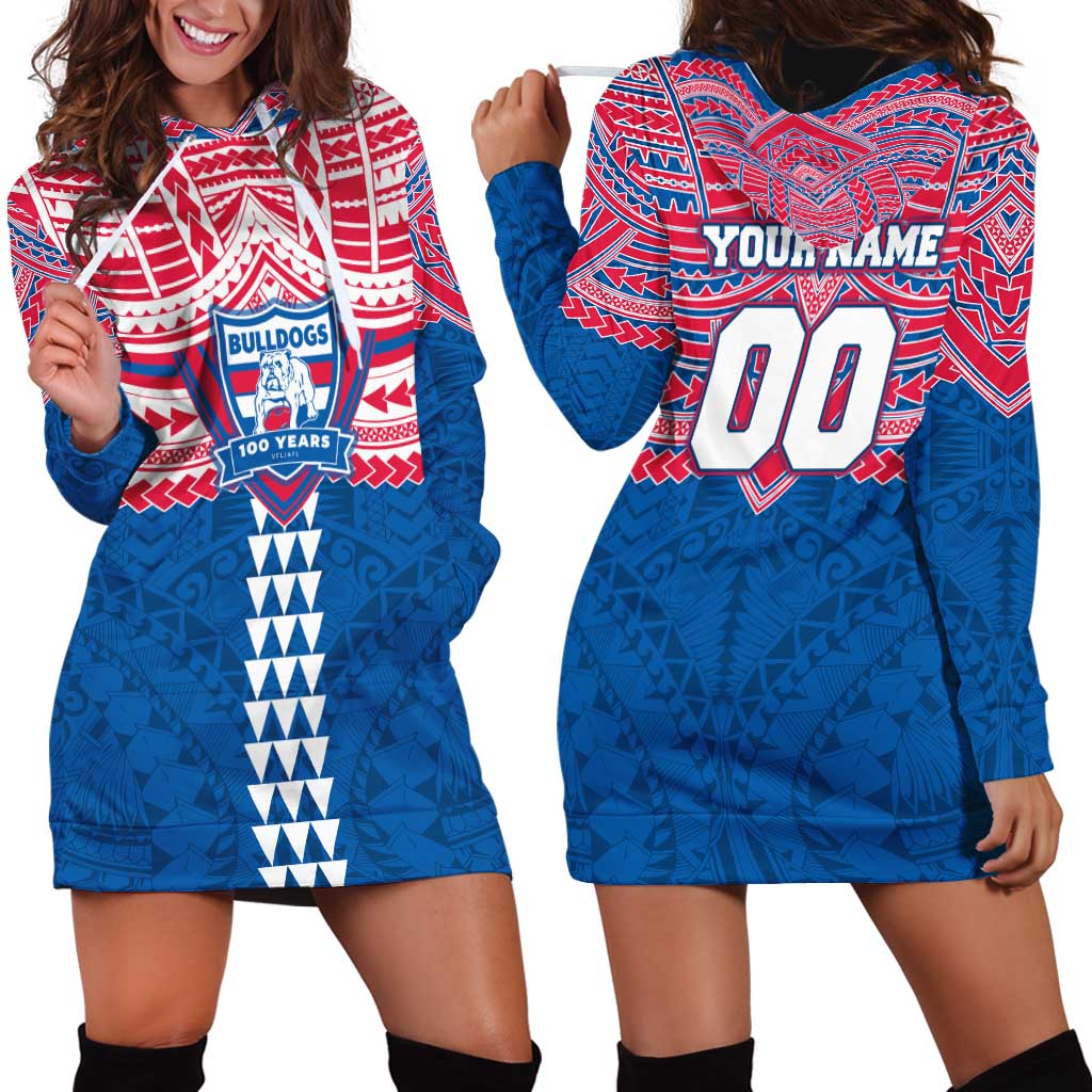 Personalized Western Bulldogs Hoodie Dress Polynesian Tribal Pattern Heritage Football