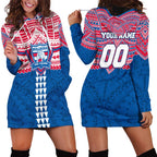 Personalized Western Bulldogs Hoodie Dress Polynesian Tribal Pattern Heritage Football