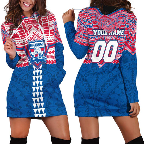 Personalized Western Bulldogs Hoodie Dress Polynesian Tribal Pattern Heritage Football
