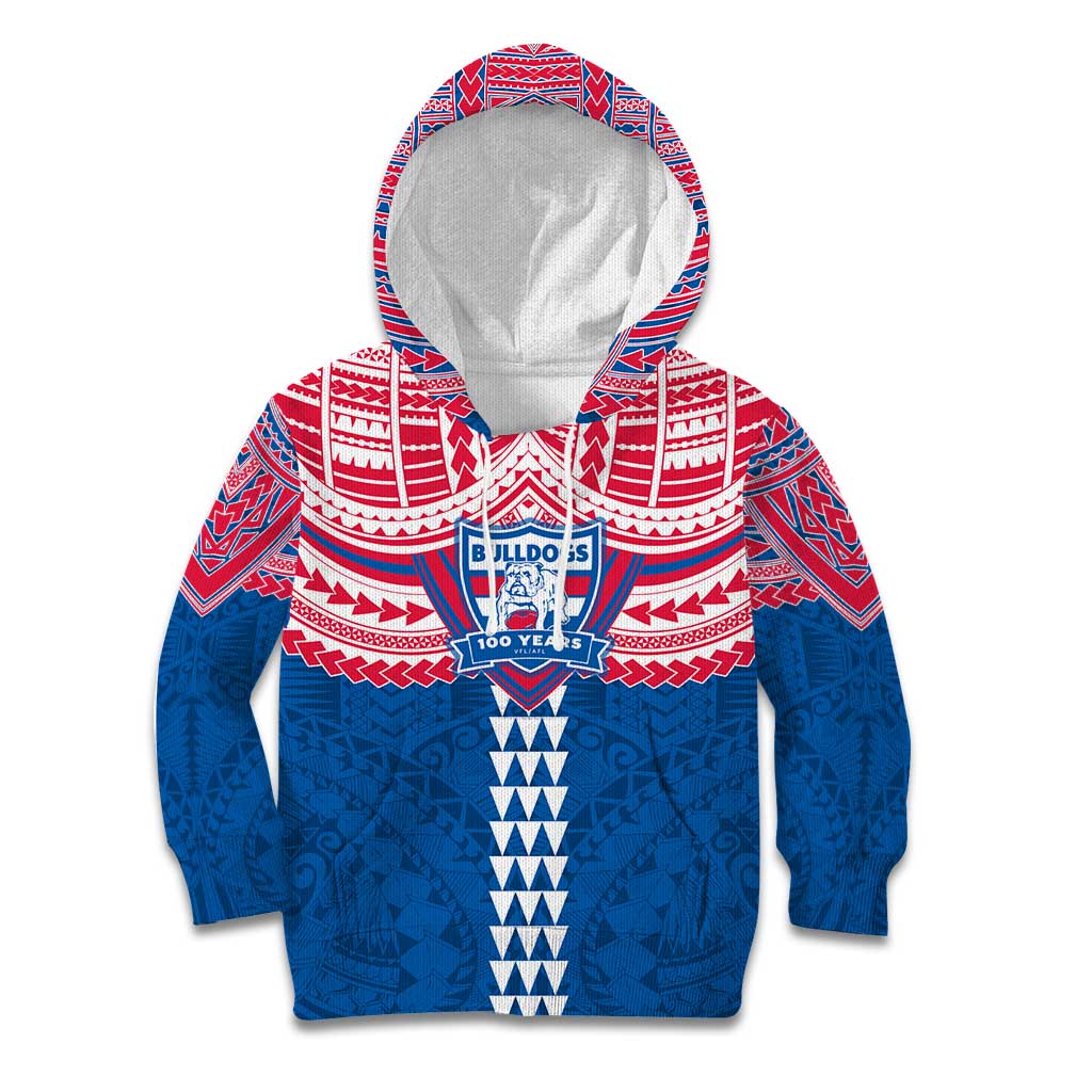 Personalized Western Bulldogs Kid Hoodie Polynesian Tribal Pattern Heritage Football