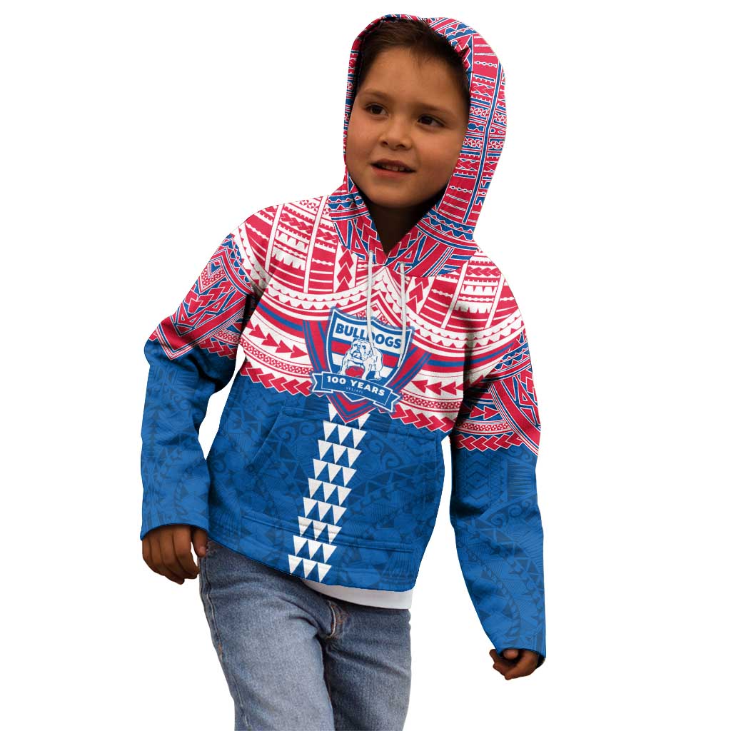 Personalized Western Bulldogs Kid Hoodie Polynesian Tribal Pattern Heritage Football