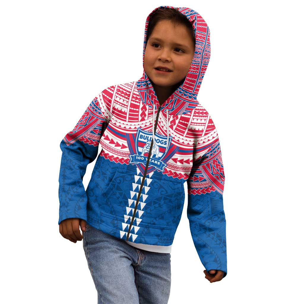 Personalized Western Bulldogs Kid Hoodie Polynesian Tribal Pattern Heritage Football