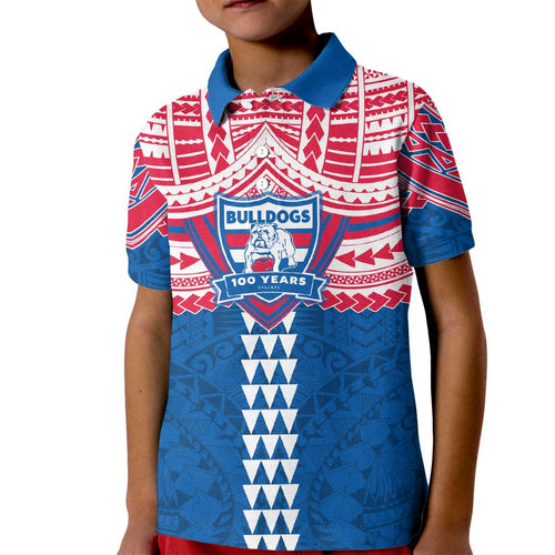 Personalized Western Bulldogs Kid Polo Shirt Polynesian Tribal Pattern Heritage Football