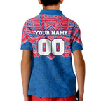 Personalized Western Bulldogs Kid Polo Shirt Polynesian Tribal Pattern Heritage Football