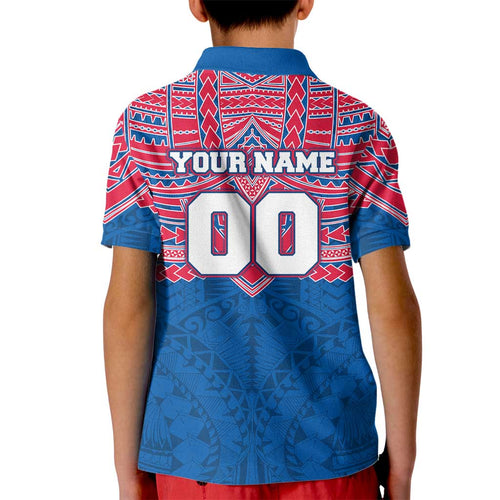 Personalized Western Bulldogs Kid Polo Shirt Polynesian Tribal Pattern Heritage Football