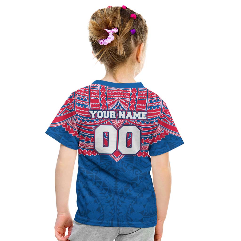 Personalized Western Bulldogs Kid T Shirt Polynesian Tribal Pattern Heritage Football