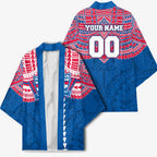 Personalized Western Bulldogs Kimono Polynesian Tribal Pattern Heritage Football