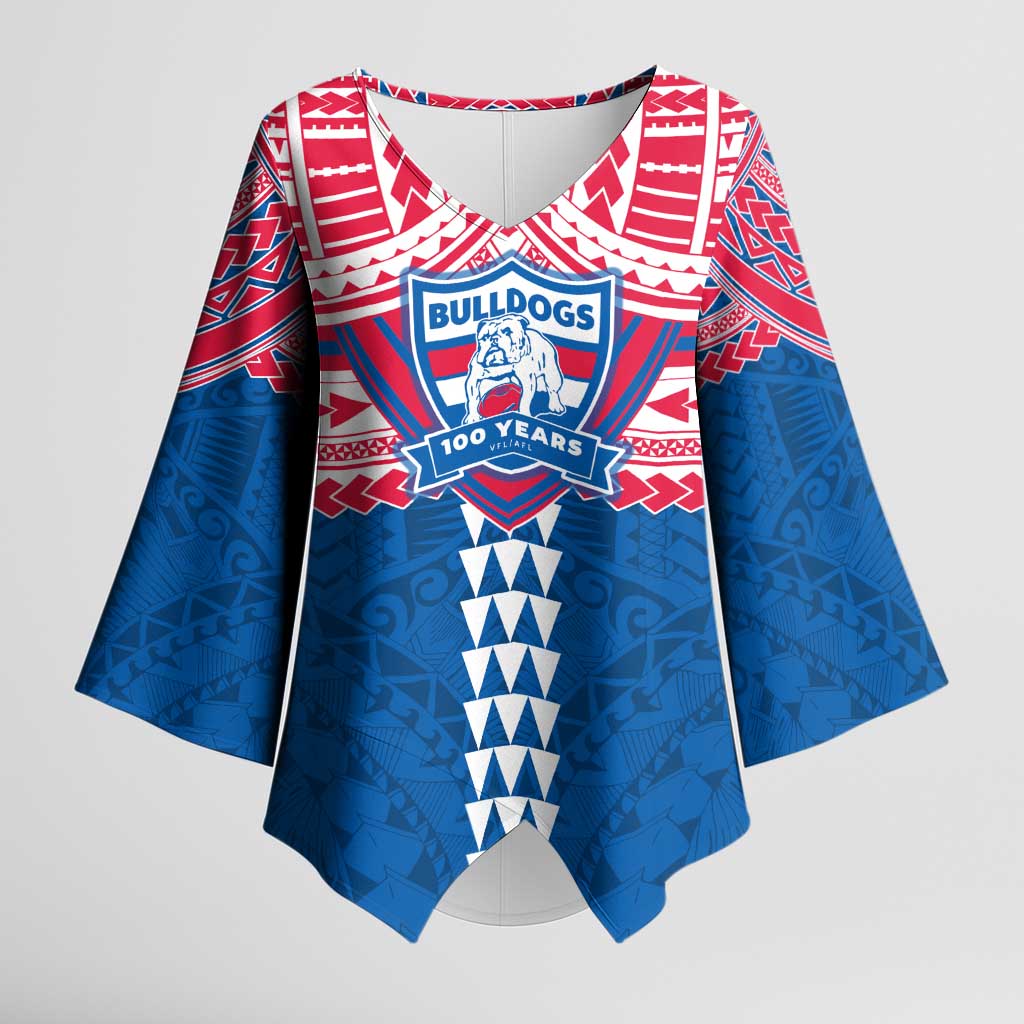 Personalized Western Bulldogs Kimono Sleeve Blouse Polynesian Tribal Pattern Heritage Football