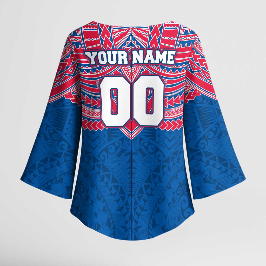 Personalized Western Bulldogs Kimono Sleeve Blouse Polynesian Tribal Pattern Heritage Football