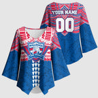 Personalized Western Bulldogs Kimono Sleeve Blouse Polynesian Tribal Pattern Heritage Football