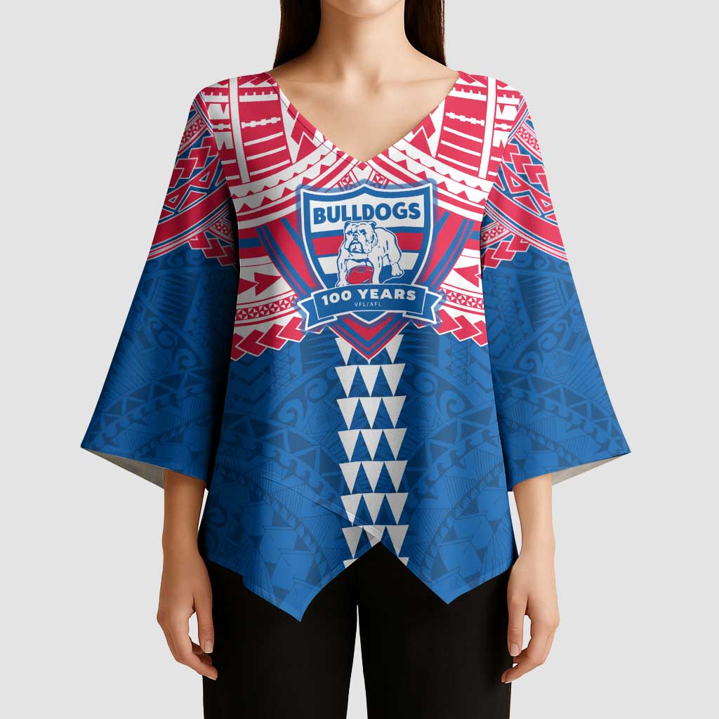 Personalized Western Bulldogs Kimono Sleeve Blouse Polynesian Tribal Pattern Heritage Football