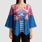 Personalized Western Bulldogs Kimono Sleeve Blouse Polynesian Tribal Pattern Heritage Football