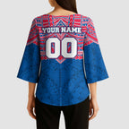 Personalized Western Bulldogs Kimono Sleeve Blouse Polynesian Tribal Pattern Heritage Football