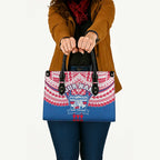 Personalized Western Bulldogs Leather Bag Polynesian Tribal Pattern Heritage Football