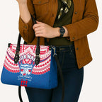 Personalized Western Bulldogs Leather Bag Polynesian Tribal Pattern Heritage Football