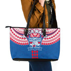 Personalized Western Bulldogs Leather Tote Bag Polynesian Tribal Pattern Heritage Football