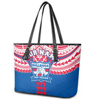 Personalized Western Bulldogs Leather Tote Bag Polynesian Tribal Pattern Heritage Football