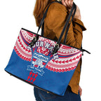 Personalized Western Bulldogs Leather Tote Bag Polynesian Tribal Pattern Heritage Football
