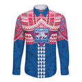 Personalized Western Bulldogs Long Sleeve Button Shirt Polynesian Tribal Pattern Heritage Football