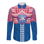 Personalized Western Bulldogs Long Sleeve Button Shirt Polynesian Tribal Pattern Heritage Football