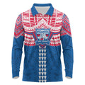 Personalized Western Bulldogs Long Sleeve Polo Shirt Polynesian Tribal Pattern Heritage Football