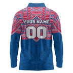 Personalized Western Bulldogs Long Sleeve Polo Shirt Polynesian Tribal Pattern Heritage Football