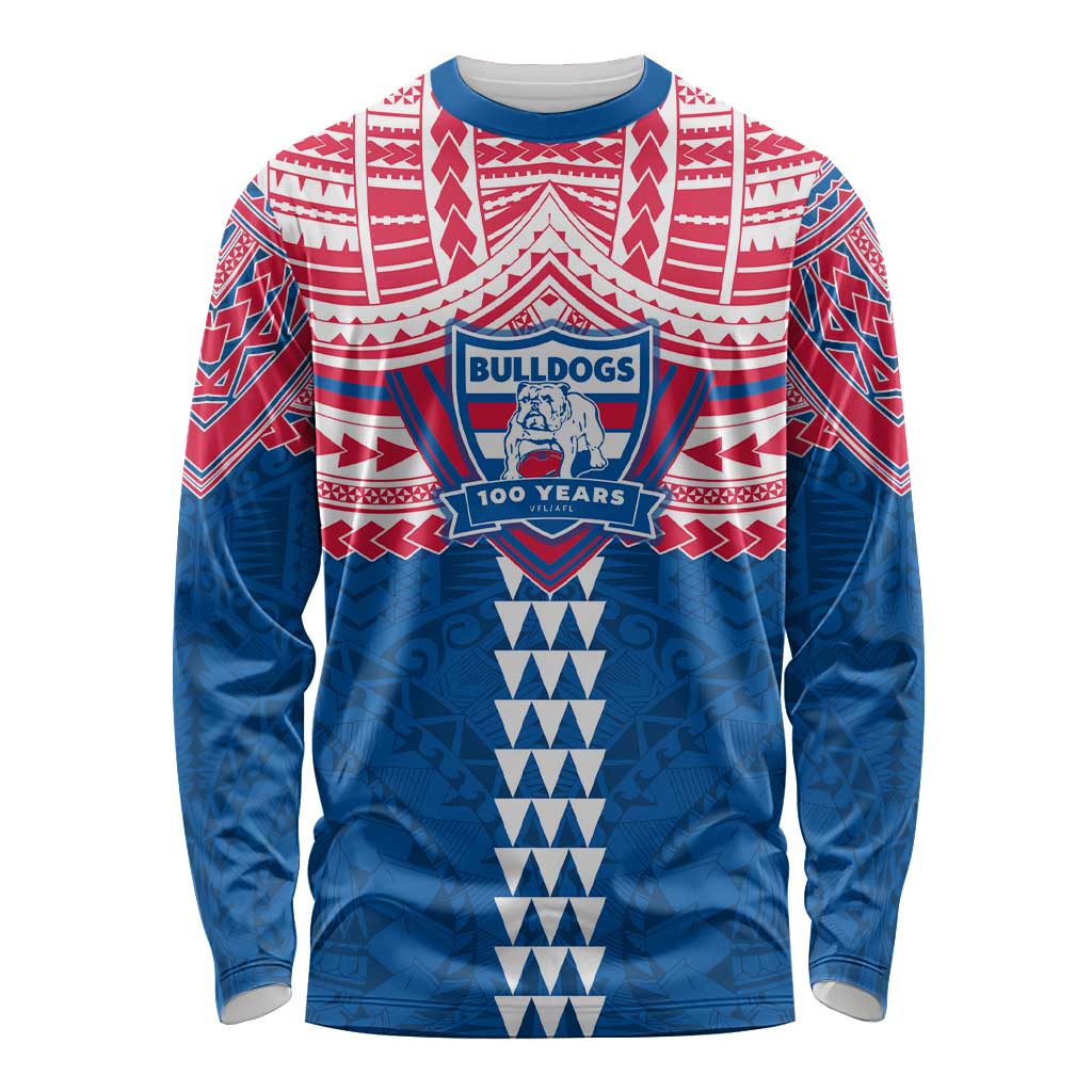 Personalized Western Bulldogs Long Sleeve Shirt Polynesian Tribal Pattern Heritage Football