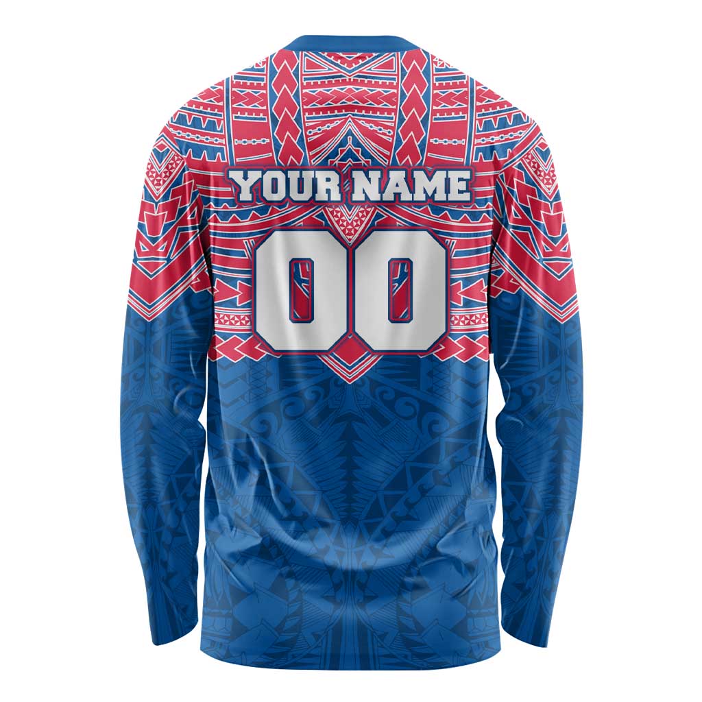Personalized Western Bulldogs Long Sleeve Shirt Polynesian Tribal Pattern Heritage Football