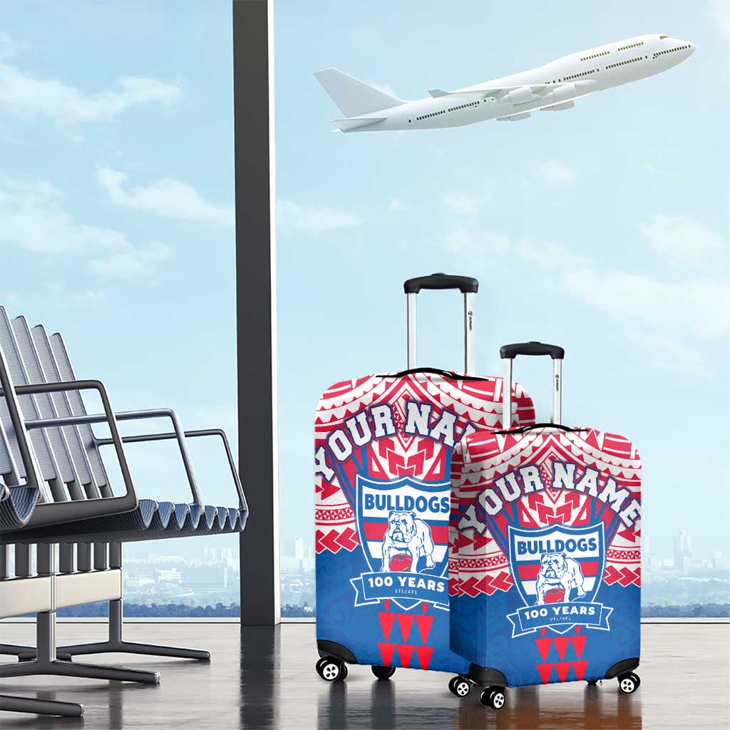 Personalized Western Bulldogs Luggage Cover Polynesian Tribal Pattern Heritage Football