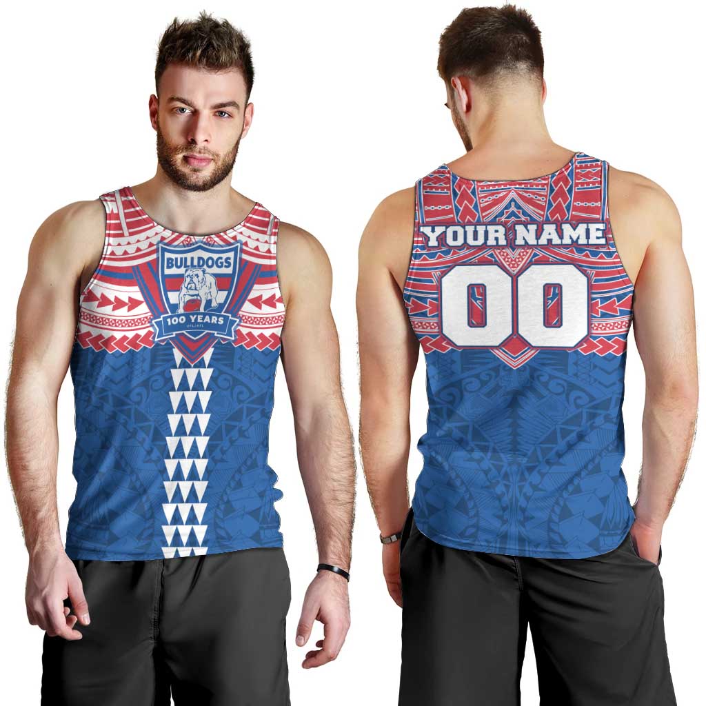 Personalized Western Bulldogs Men Tank Top Polynesian Tribal Pattern Heritage Football