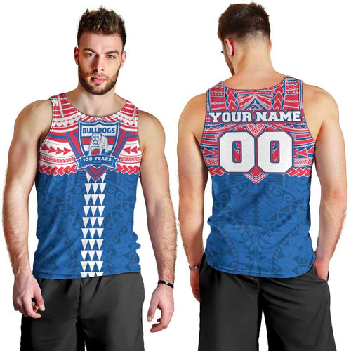 Personalized Western Bulldogs Men Tank Top Polynesian Tribal Pattern Heritage Football
