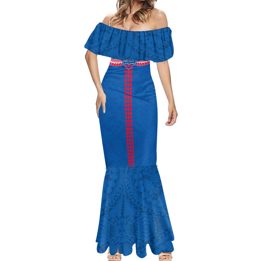 Personalized Western Bulldogs Mermaid Dress Polynesian Tribal Pattern Heritage Football