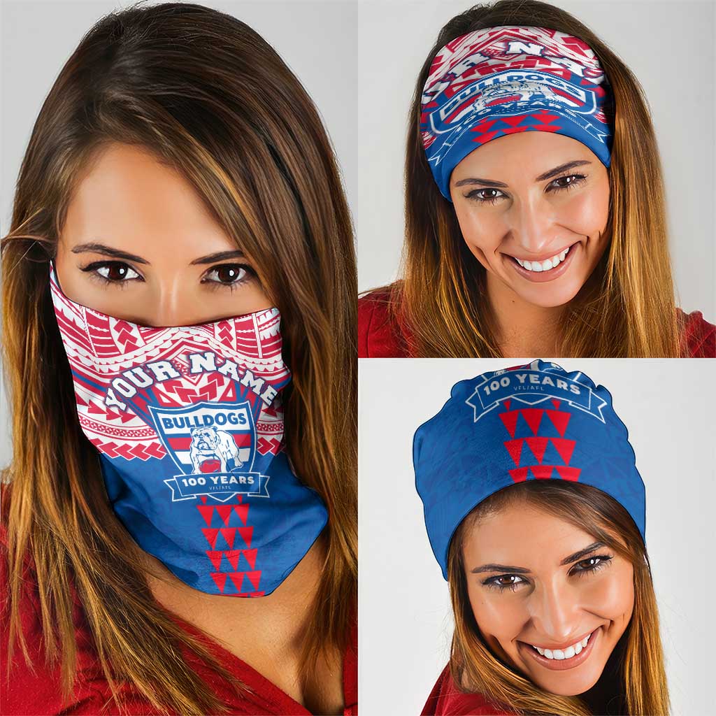 Personalized Western Bulldogs Neck Gaiter Polynesian Tribal Pattern Heritage Football