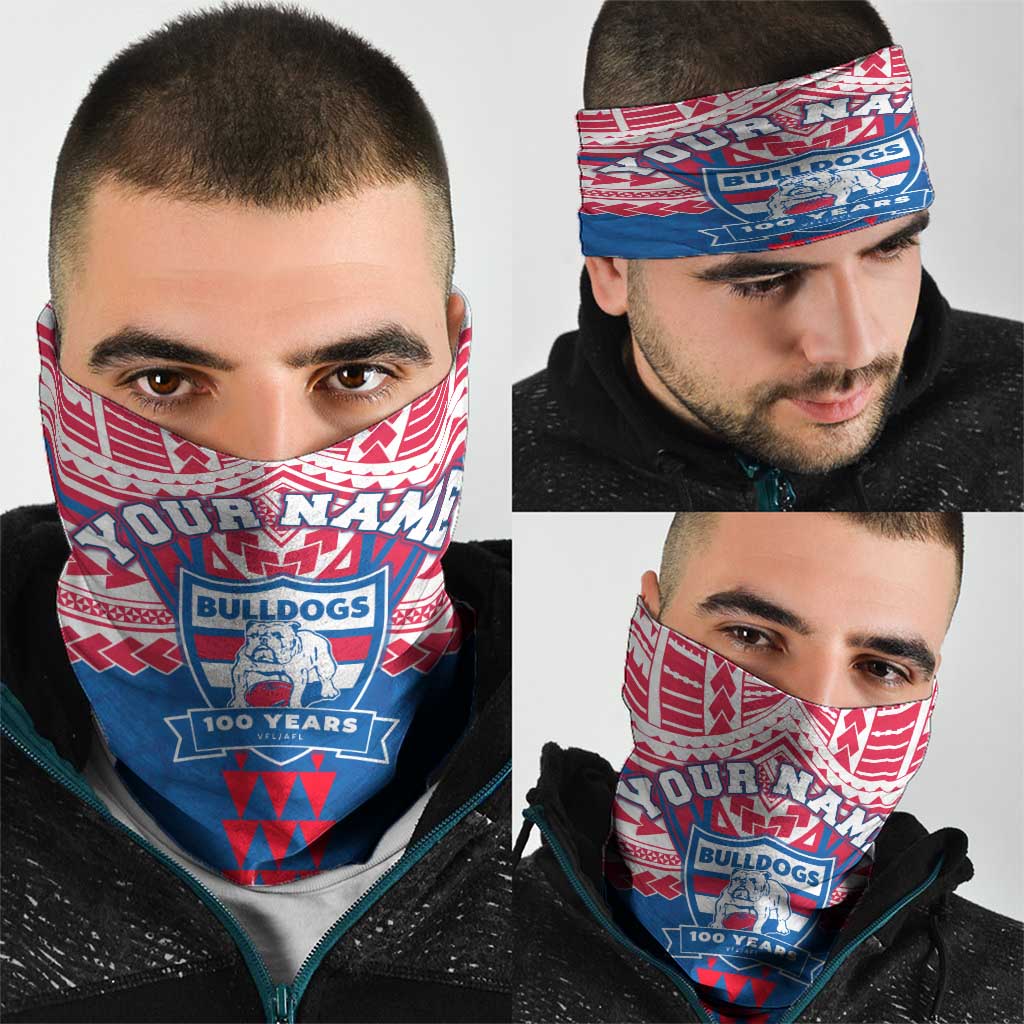 Personalized Western Bulldogs Neck Gaiter Polynesian Tribal Pattern Heritage Football