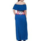 Personalized Western Bulldogs Off Shoulder Maxi Dress Polynesian Tribal Pattern Heritage Football