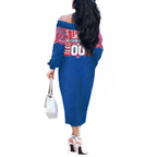 Personalized Western Bulldogs Off The Shoulder Long Sleeve Dress Polynesian Tribal Pattern Heritage Football