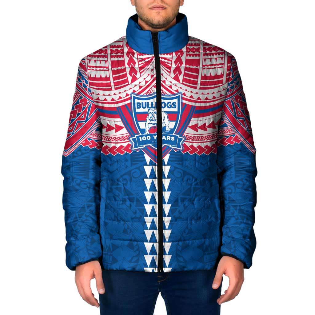 Personalized Western Bulldogs Padded Jacket Polynesian Tribal Pattern Heritage Football