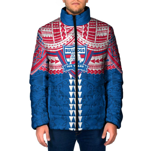 Personalized Western Bulldogs Padded Jacket Polynesian Tribal Pattern Heritage Football