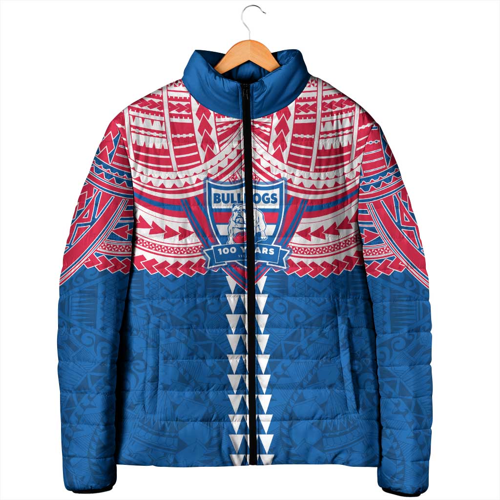 Personalized Western Bulldogs Padded Jacket Polynesian Tribal Pattern Heritage Football