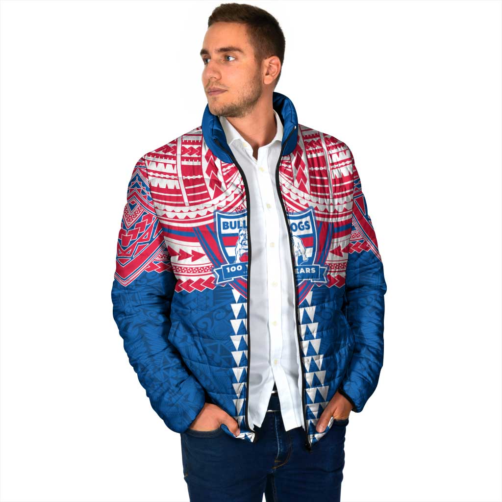 Personalized Western Bulldogs Padded Jacket Polynesian Tribal Pattern Heritage Football