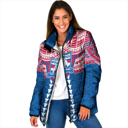 Personalized Western Bulldogs Padded Jacket Polynesian Tribal Pattern Heritage Football
