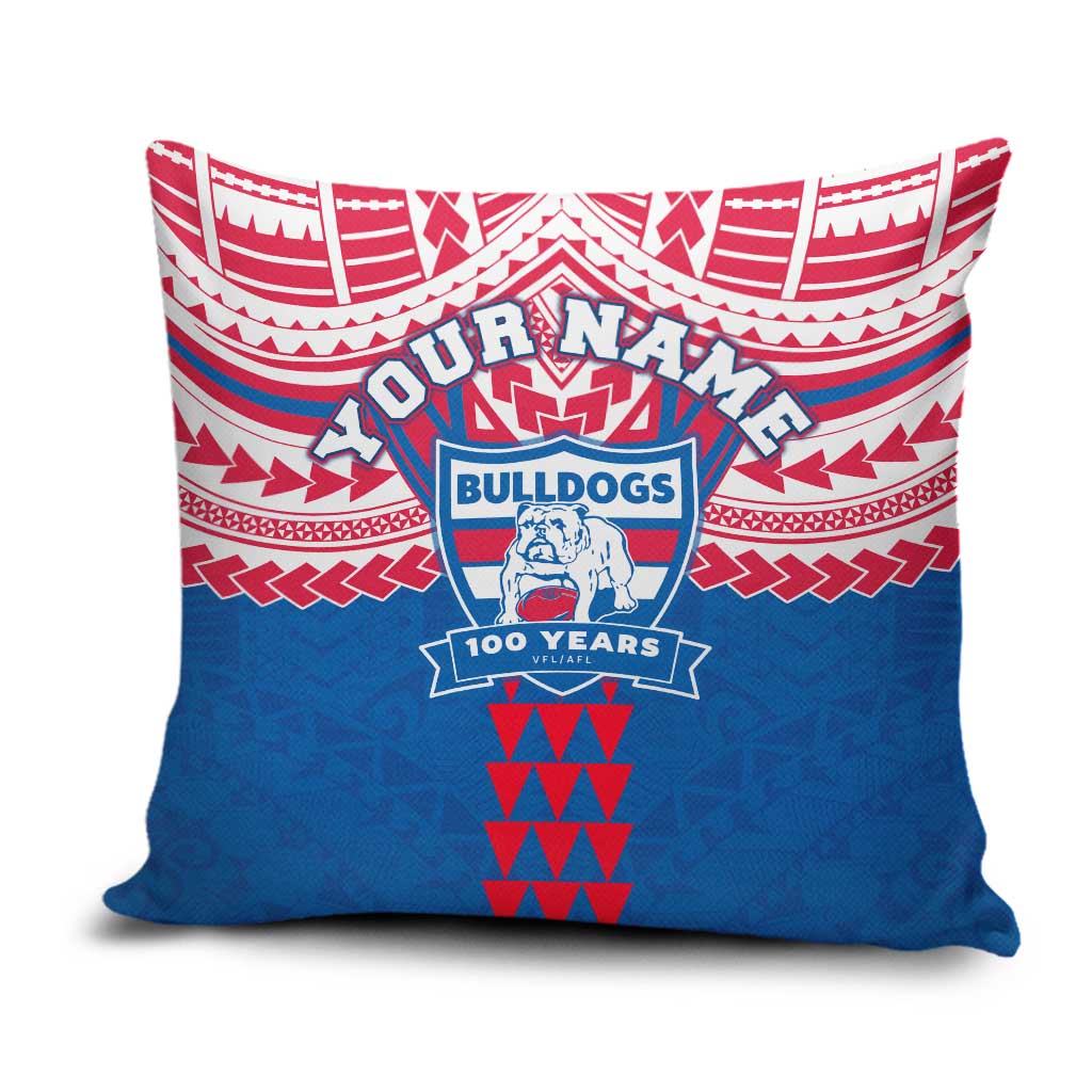 Personalized Western Bulldogs Pillow Cover Polynesian Tribal Pattern Heritage Football